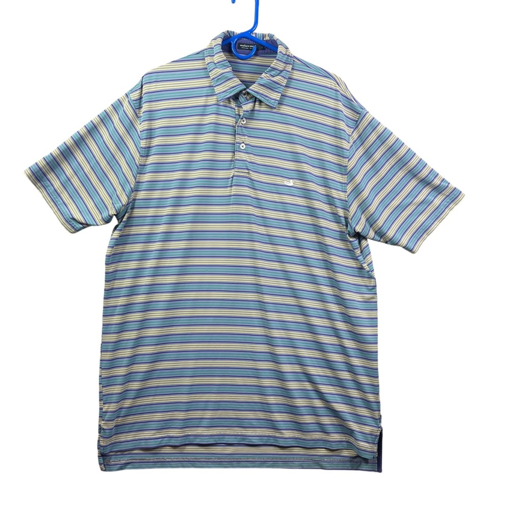 Southern Marsh Polo Shirt Mens XL Performance Striped Blue